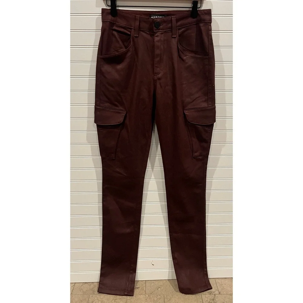 Monfrère Preston Coated Merlot Slim‎ Fit Cargo Denim Jeans Mens 30x34